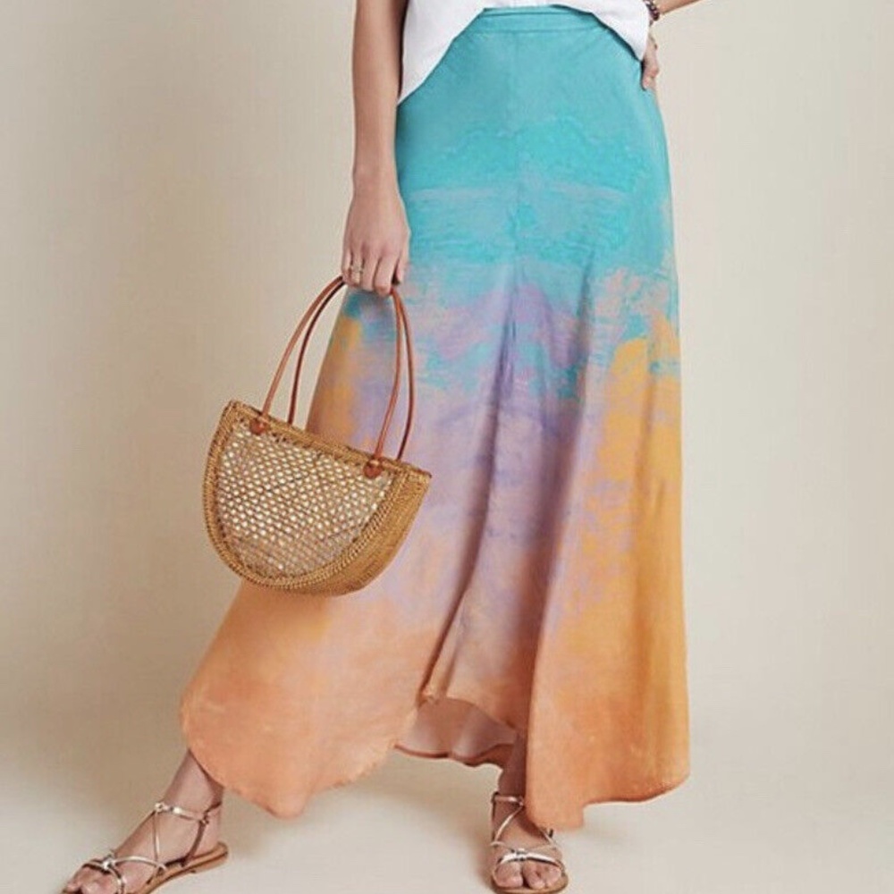 BL-NK LONDON Ravina Maxi Skirt Size XL Watercolor